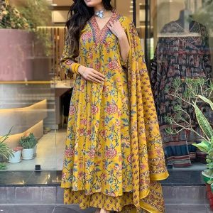 Women’s Rayon Blend Anarkali Printed Kurta with Palazzo & Dupatta - Image 3