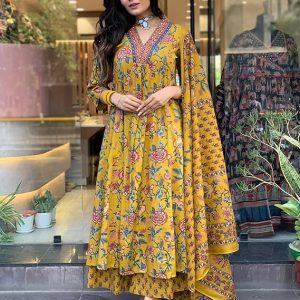 Women’s Rayon Blend Anarkali Printed Kurta with Palazzo & Dupatta - Image 2
