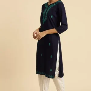 Blue Pashmina Work Kurti - Image 2