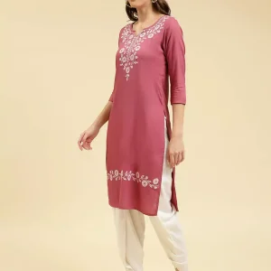 Pink Silk Work Kurti - Image 2