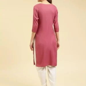Pink Silk Work Kurti - Image 4