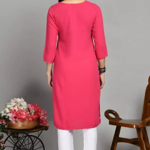 Pink Zari Work Kashmiri Kurti - Image 3