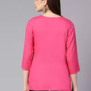Pink Resham Work Short Kurti - Image 2